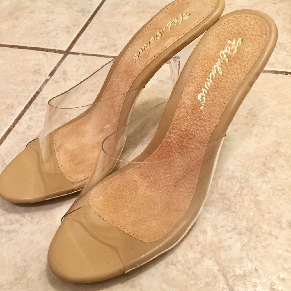 Fabulicious lucite PVC clear high heeled shoes